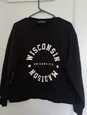 Black Varsity Crew Neck Sweater